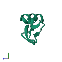 PDB entry 2ly6 coloured by chain, ensemble of 15 models, side view.
