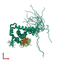 PDB entry 2lya coloured by chain, ensemble of 20 models, front view.