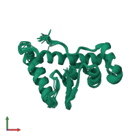 PDB entry 2lyc coloured by chain, ensemble of 20 models, front view.