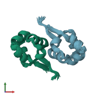 PDB entry 2lyj coloured by chain, ensemble of 20 models, front view.