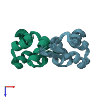 PDB entry 2lyj coloured by chain, ensemble of 20 models, top view.