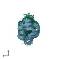 PDB entry 2lyl coloured by chain, ensemble of 20 models, side view.