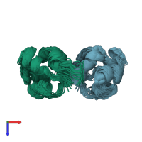 PDB entry 2lyl coloured by chain, ensemble of 20 models, top view.