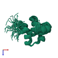 PDB entry 2lyq coloured by chain, ensemble of 20 models, top view.