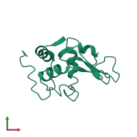 PDB entry 2lyz coloured by chain, front view.