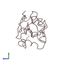 PDB entry 2lzh coloured by chain, side view.