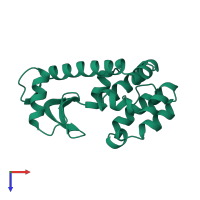 PDB entry 2lzm coloured by chain, top view.