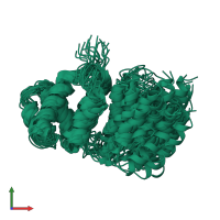 PDB entry 2lzn coloured by chain, ensemble of 20 models, front view.