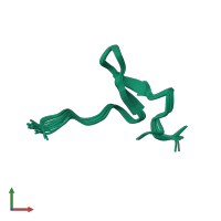 PDB entry 2lzo coloured by chain, ensemble of 20 models, front view.