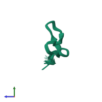 PDB entry 2lzo coloured by chain, ensemble of 20 models, side view.