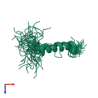 PDB entry 2lzp coloured by chain, ensemble of 39 models, top view.