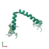 PDB entry 2lzr coloured by chain, ensemble of 10 models, front view.