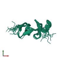 PDB entry 2lzu coloured by chain, ensemble of 10 models, front view.