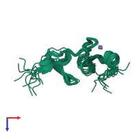 PDB entry 2lzu coloured by chain, ensemble of 10 models, top view.