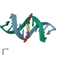 PDB entry 2lzv coloured by chain, ensemble of 11 models, top view.