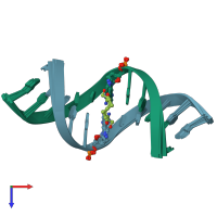 PDB entry 2lzw coloured by chain, ensemble of 11 models, top view.