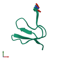 PDB entry 2lzy coloured by chain, ensemble of 20 models, front view.