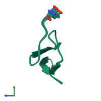 PDB entry 2lzy coloured by chain, ensemble of 20 models, side view.