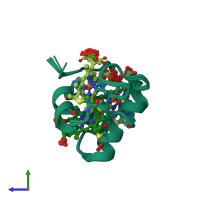 PDB entry 2lzz coloured by chain, ensemble of 20 models, side view.