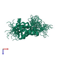 PDB entry 2m00 coloured by chain, ensemble of 20 models, top view.