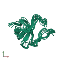 PDB entry 2m02 coloured by chain, ensemble of 10 models, front view.