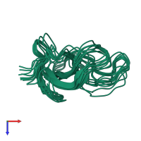 PDB entry 2m02 coloured by chain, ensemble of 10 models, top view.