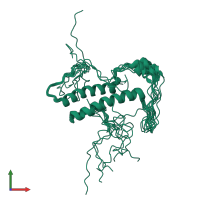 PDB entry 2m09 coloured by chain, ensemble of 10 models, front view.