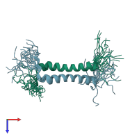 PDB entry 2m0b coloured by chain, ensemble of 20 models, top view.