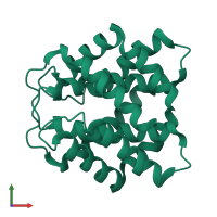 Homo dimeric assembly 1 of PDB entry 2m0m coloured by chemically distinct molecules, front view.
