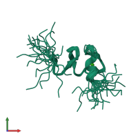 PDB entry 2m0p coloured by chain, ensemble of 20 models, front view.