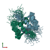 PDB entry 2m0r coloured by chain, ensemble of 30 models, front view.