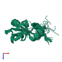 PDB entry 2m0t coloured by chain, ensemble of 20 models, top view.