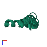 PDB entry 2m0w coloured by chain, ensemble of 20 models, top view.
