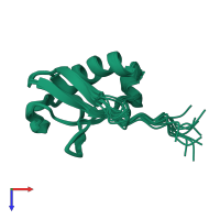 PDB entry 2m0x coloured by chain, ensemble of 10 models, top view.