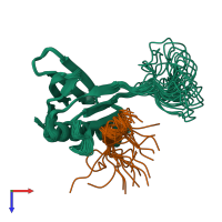 PDB entry 2m14 coloured by chain, ensemble of 20 models, top view.