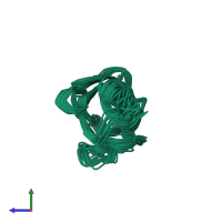 PDB entry 2m17 coloured by chain, ensemble of 20 models, side view.