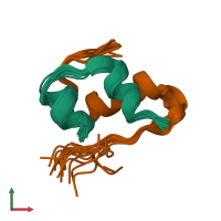 PDB entry 2m1e coloured by chain, ensemble of 20 models, front view.