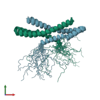 PDB entry 2m1n coloured by chain, ensemble of 20 models, front view.