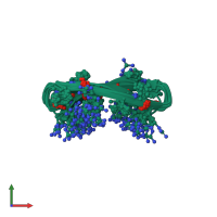 PDB entry 2m2h coloured by chain, ensemble of 20 models, front view.
