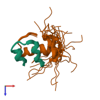 PDB entry 2m2m coloured by chain, ensemble of 30 models, top view.