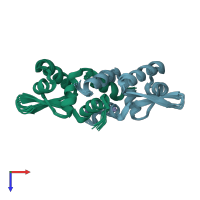 PDB entry 2m30 coloured by chain, ensemble of 10 models, top view.