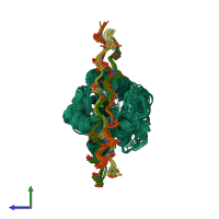 PDB entry 2m32 coloured by chain, ensemble of 10 models, side view.