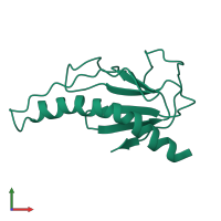 PDB entry 2m3k coloured by chain, front view.