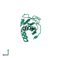 PDB entry 2m3k coloured by chain, side view.