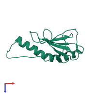 PDB entry 2m3k coloured by chain, top view.