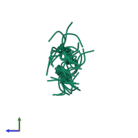 PDB entry 2m3n coloured by chain, ensemble of 20 models, side view.
