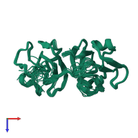 PDB entry 2m3u coloured by chain, ensemble of 21 models, top view.