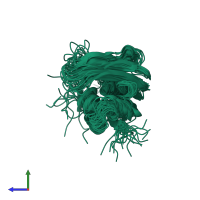 PDB entry 2m47 coloured by chain, ensemble of 20 models, side view.