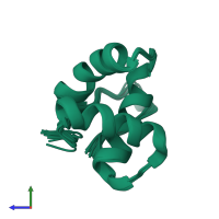 PDB entry 2m4h coloured by chain, ensemble of 20 models, side view.