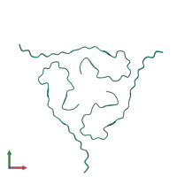 Homo nonameric assembly 1 of PDB entry 2m4j coloured by chemically distinct molecules, front view.